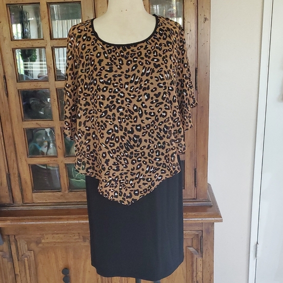 Alyx Animal Print Dress with Black Accents - Picture 1 of 7